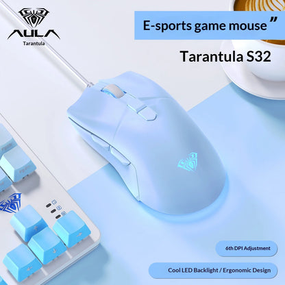 Gaming Mouse S32 Wired Ergonomic Design Rgb Backlit Universal For Laptop Desktop Pc Office Computer Peripheral