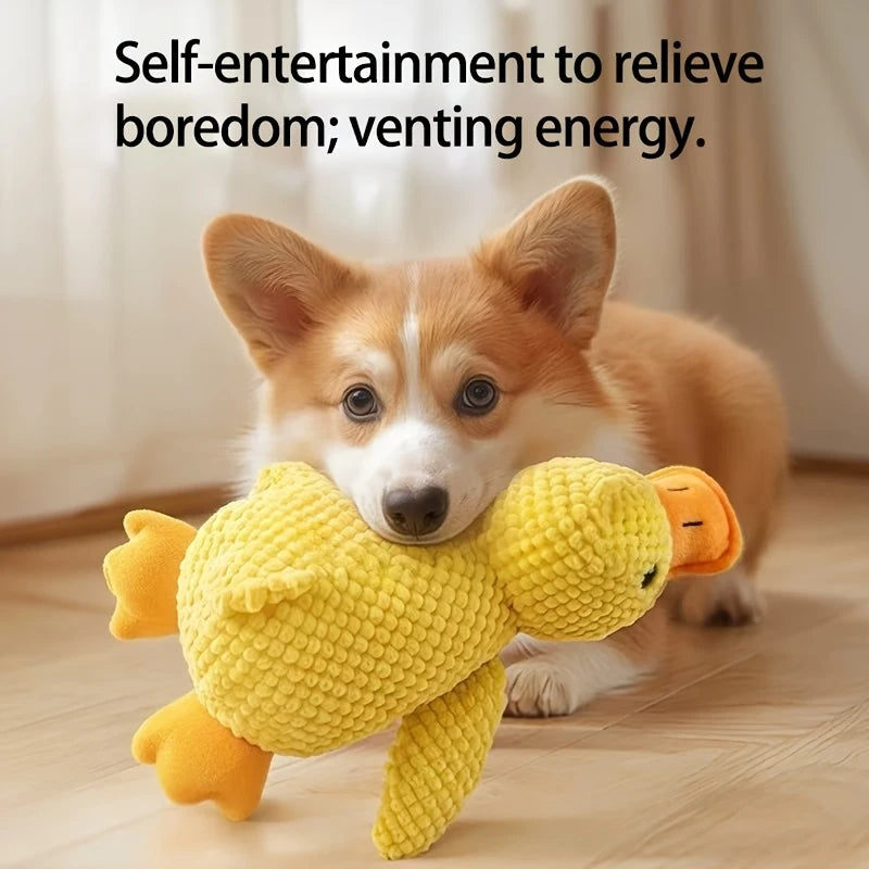 Dog toys, yellow ducks, pet plush toys, self fun, bite resistant, grinding teeth, sound making toys, small and medium-sized dog