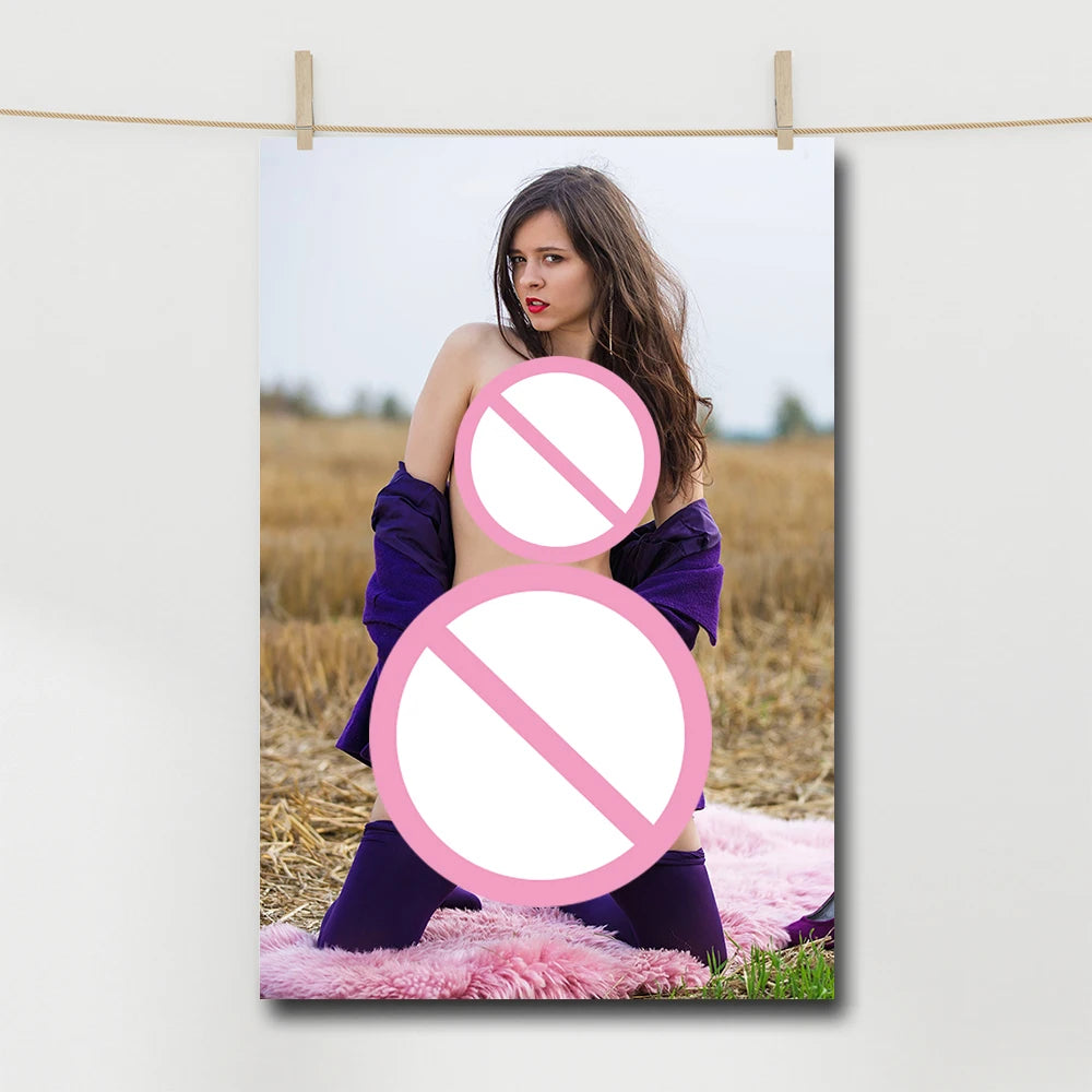 Decorative Canvas Paintings Pretty Woman Outdoors Posters and Prints Wall Art Picture For Room Home Decor