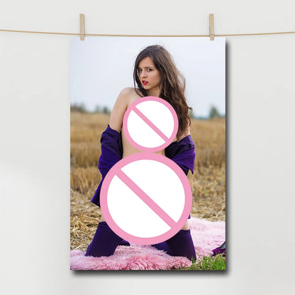 Decorative Canvas Paintings Pretty Woman Outdoors Posters and Prints Wall Art Picture For Room Home Decor
