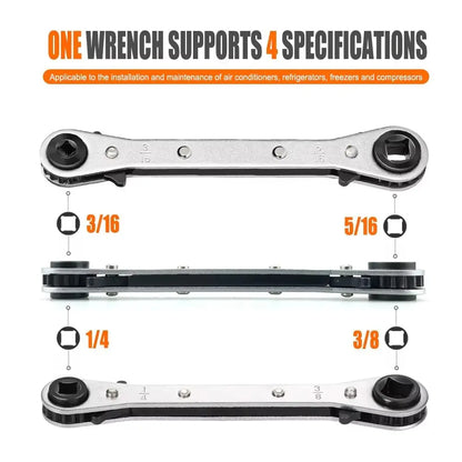 1/4 3/8 3/16 5/16 inch Double-ended Ratchet Wrench Durable Construction Ratcheting Mechanism Refrigeration Wrench Professional