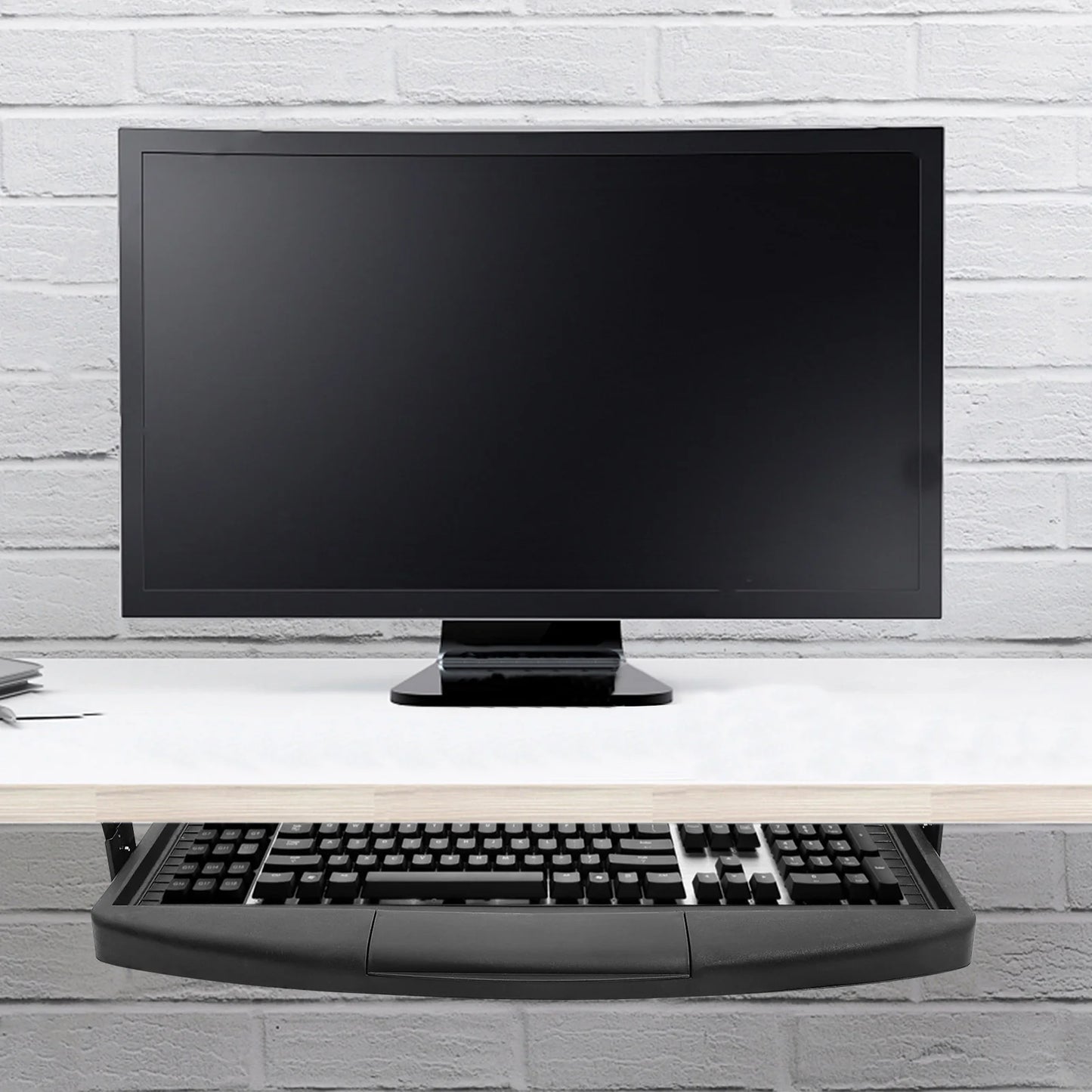Black Keyboard Tray With Slide Track Computer Keyboard Holder Desk ganizer Under Desk Storage Tray Multi Purpose Storage Plate