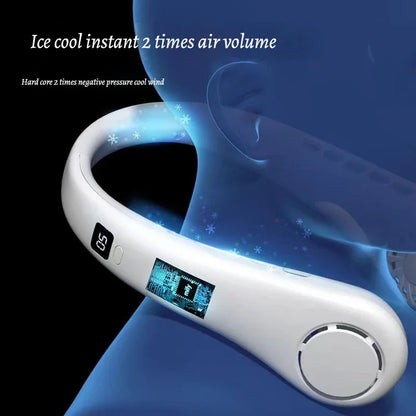 Portable Neck Fan, Hands-Free Bladeless, 5 Speeds, 4000 mAh Battery Operated Wearable Personal Fan, Twistable, Rechargeable