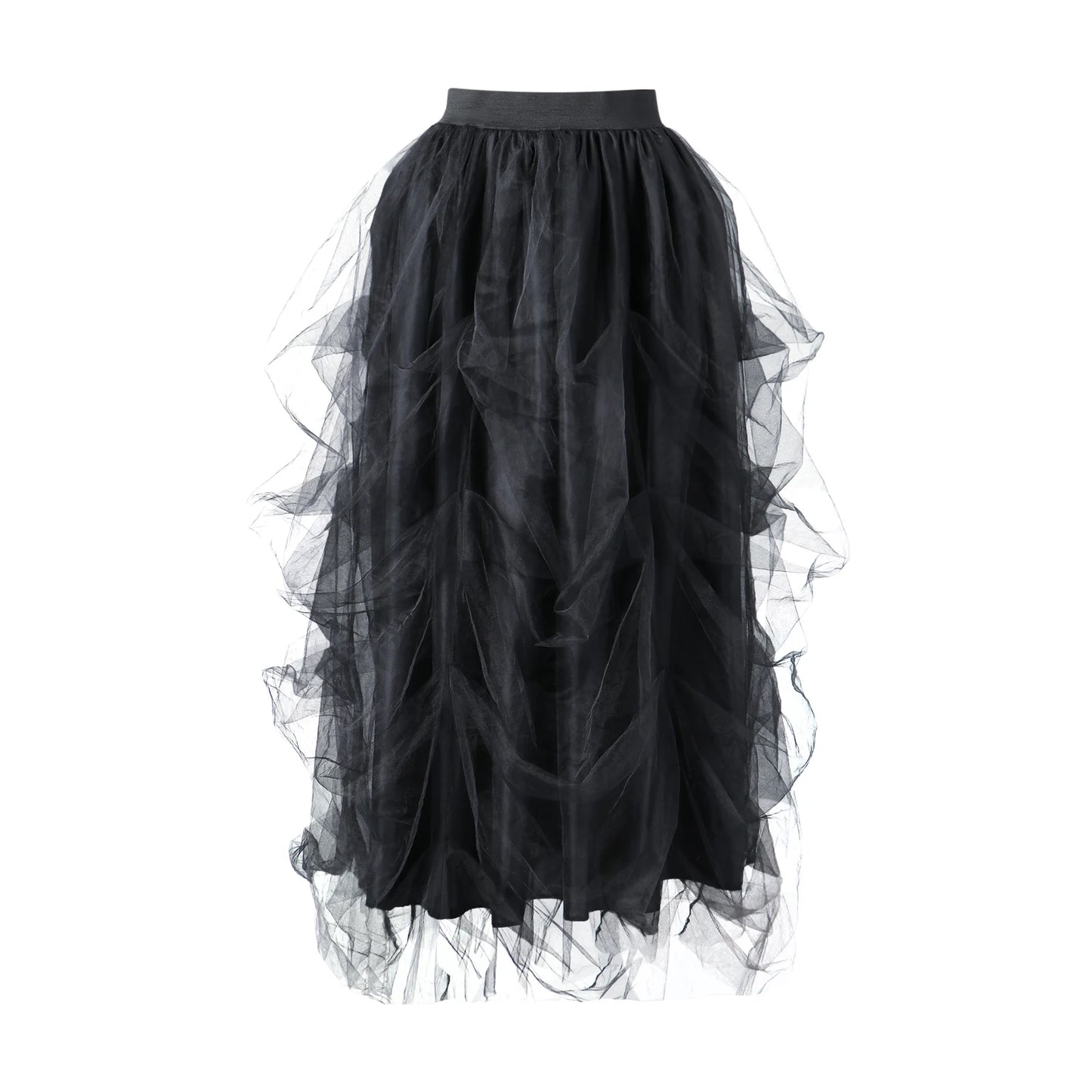 Women's Tulle Maxi Skirt Floor Length Layered High Waist Split Skirt A-Line Puffy Mesh Tutu Skirt for Elegant Lady Wedding Party