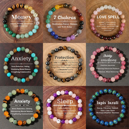 1PC Natural Stone Bracelet For Women Men 8MM Tiger Eye Crystal Beads Elastic Bangle Couple Reiki Healling Fashion Jewelry Gift