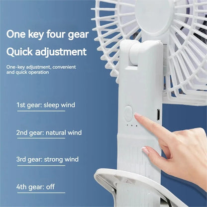 Portable 3-gears Wireless Electric Fan Hand Clip Circulator Cooling Fan for Camping Desktop Office with Detachable Base