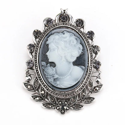SHMIK Vintage Palace Style Relief Beauty Pendant Crystal Badges Brooch For Women Elegant Retro Middle Design Pin Jewelry