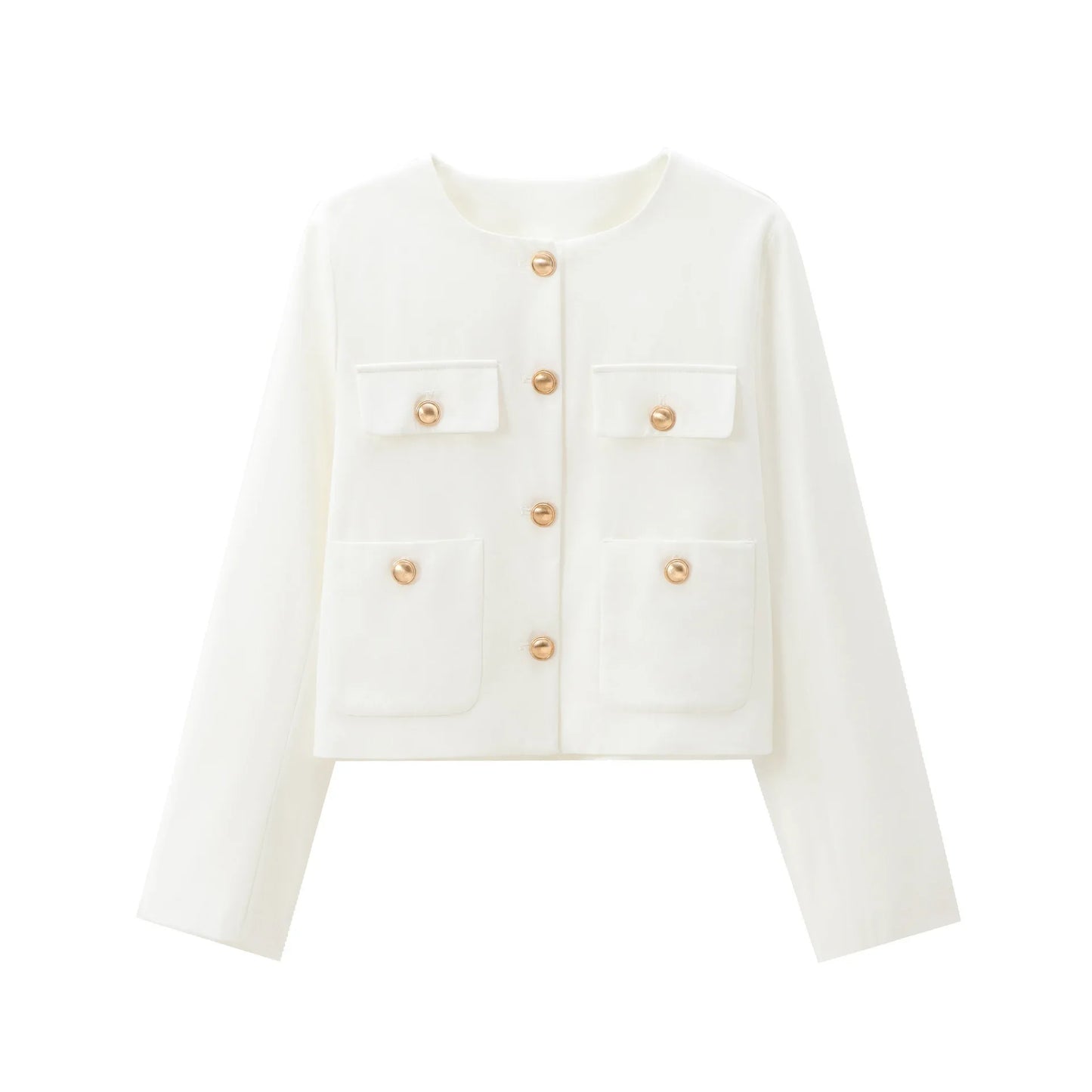 Fall Hot Sale Of The Season New Pure Color Short Coat round Neck Single Button Elegant Lady Niche 8630555 Polyester Fiber Full S