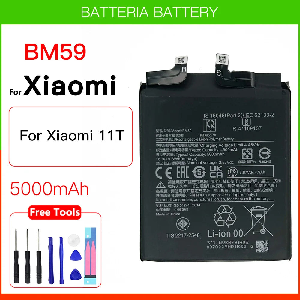 Genuine Replacement Battery BM59 Original Battery For Xiaomi Mi 11T 5000mAh High Quality  Batteria Battery Batteries + Kit Tools