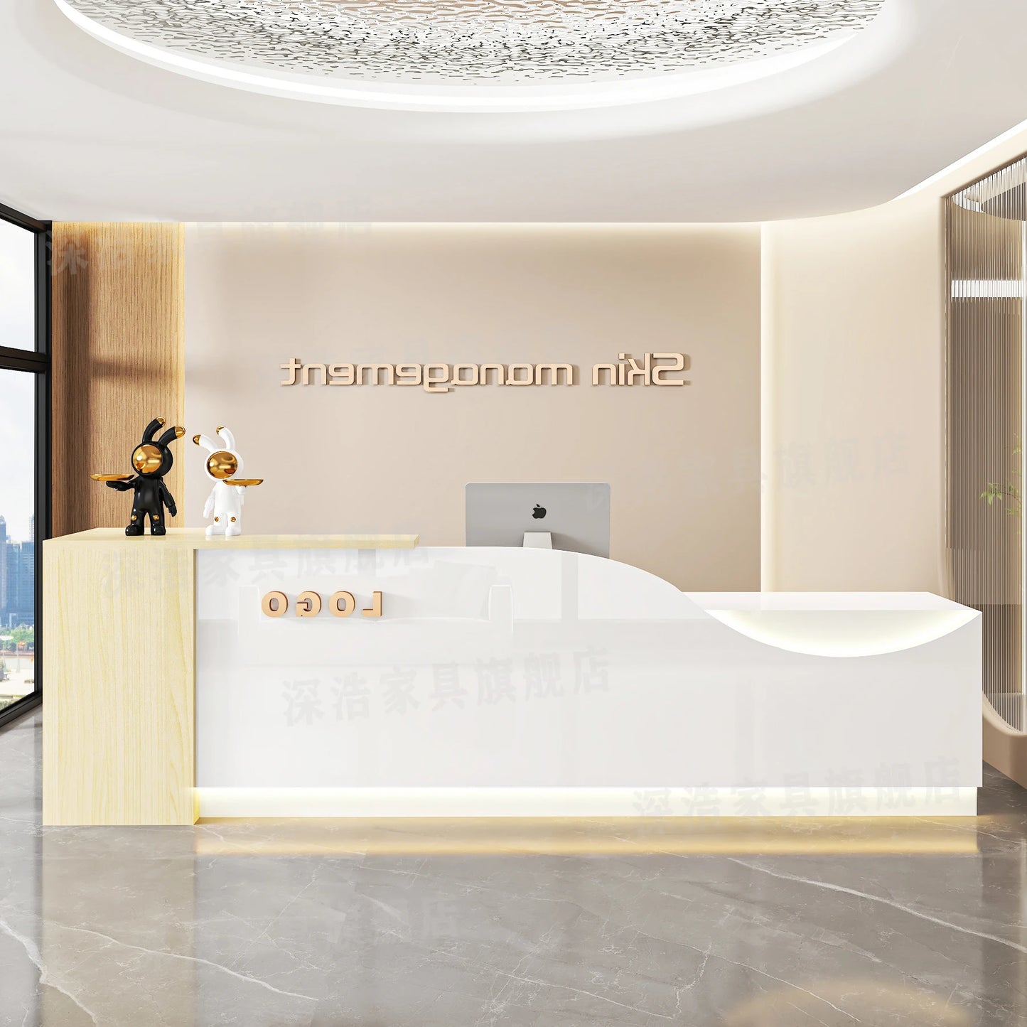 Customized Equipment Reception Desk Beauty Simple Creative Aesthetic Reception Desks Trendy Luxury Mostrador Office Furniture