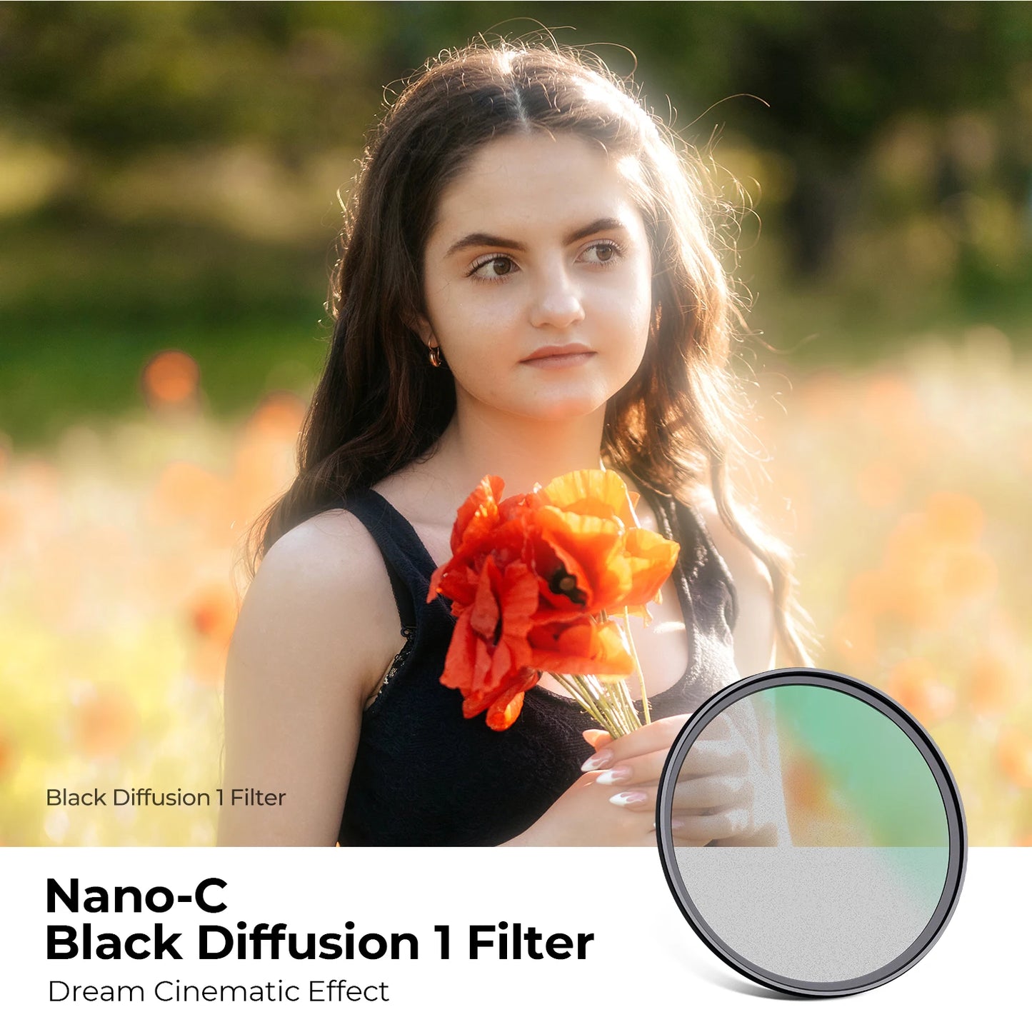 K&F Concept 1/2 1/4 1/8 Black Mist Diffusion Camera Lens Filter 49mm 52mm 58mm 62mm 67mm 72mm 77mm 82mm With Cleaning Cloth