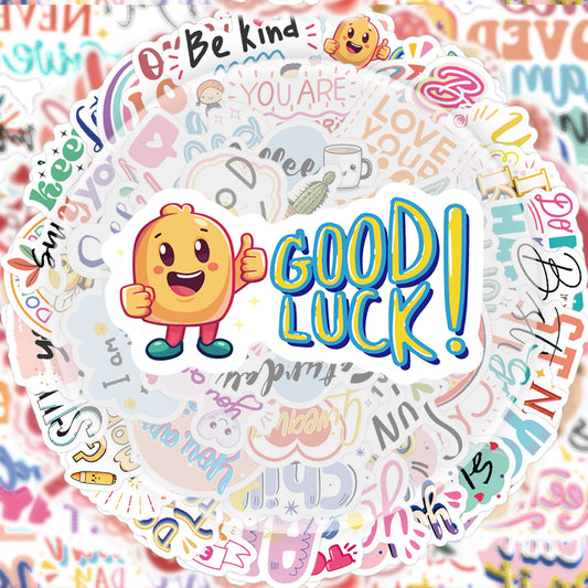 50 Inspirational English Stickers, Vibrant Stickers and Decals, Suitable for Water Bottles, Laptops, Cell Phones, Suitcases, Skateboards, Guitars, Party Decorations