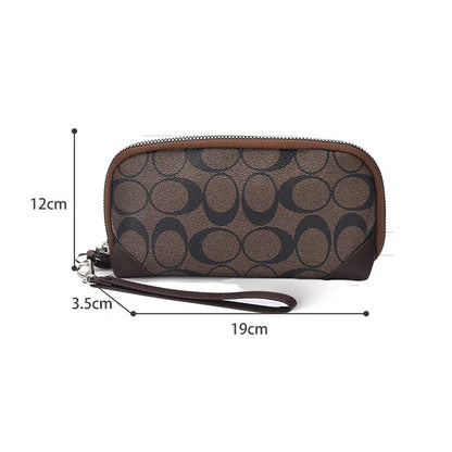 Elegant Floral Print Large Capacity Long Wallet for Women Double Zipper Handbag with Wrist Strap Mobile Phone Storage 2026 Ne...