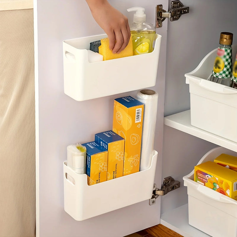 WORTHBUY Multifunctional Plastic Kitchen Storage Organization Punch Free Wall-Mounted Cabinet Storage Box For Kitchen Accessorie