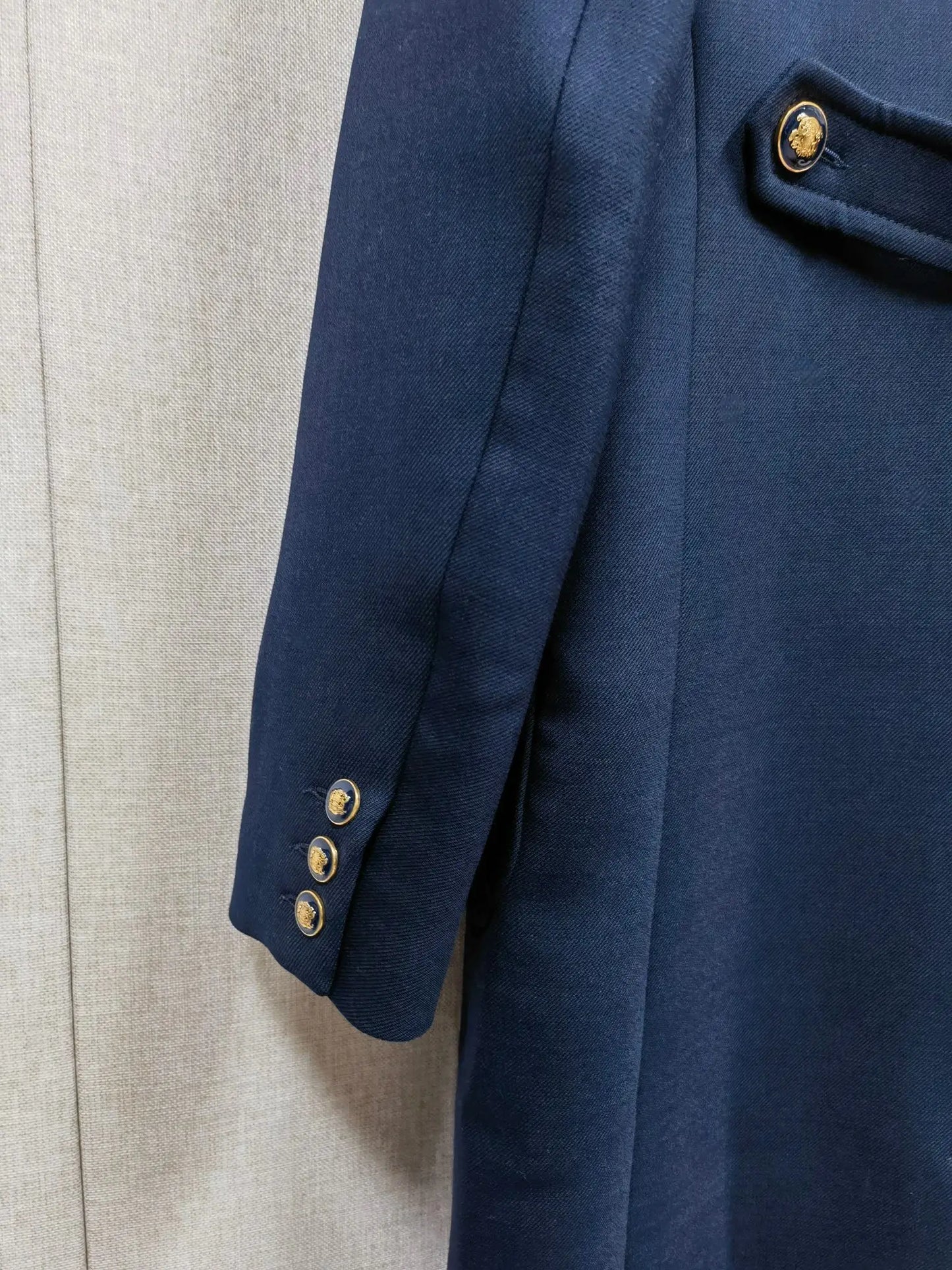 Women Dark Blue Double Breasted Long Straight Jacket Turn-Down Collar Long Sleeve Ladies Temperament Coat 2025 Winter New