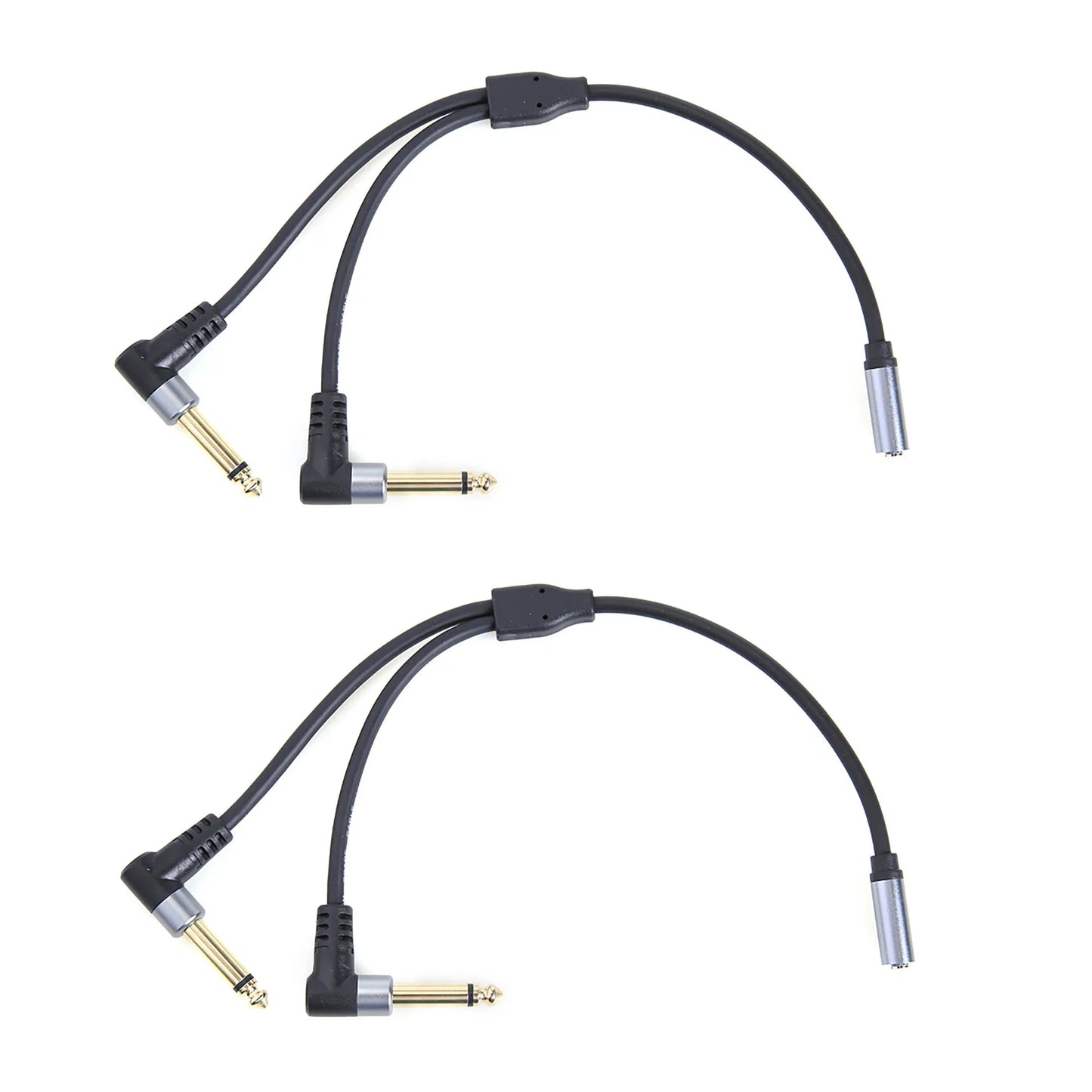 3.5mm 1/8 TRS Female Jack To Dual 6.35mm 1/4 TS Mono Right Angle Plug Stereo Y Splitter Audio Cable for Phone PC Speaker Mixer