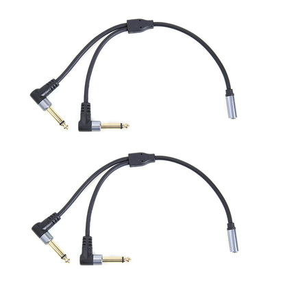 3.5mm 1/8 TRS Female Jack To Dual 6.35mm 1/4 TS Mono Right Angle Plug Stereo Y Splitter Audio Cable for Phone PC Speaker Mixer