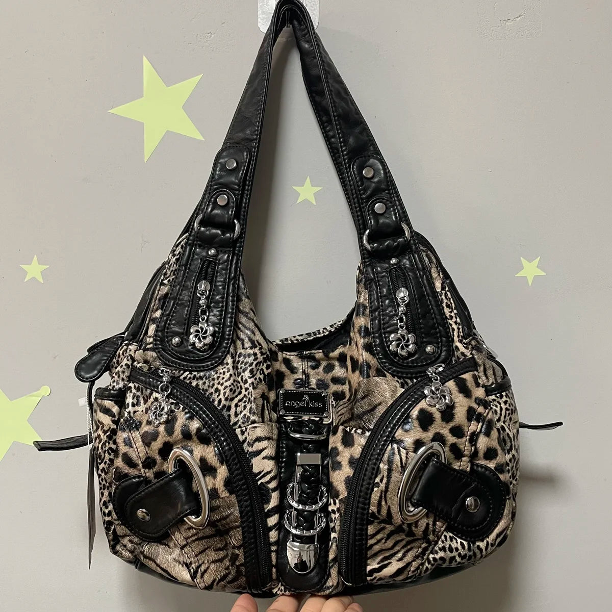 Angel Kiss Women Handbags Leopard Bag Top-handle Handbag Fashion Satchel Dumpling Pack Shoulder Bag Tote Bag Hobos Large Purse