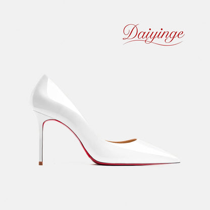 Heels For women 2026 Trend Leather Luxury Red Bottom High Heels 12cm Pointed Toe Stiletto Pumps Elegant Sexy Party Wedding Shoes
