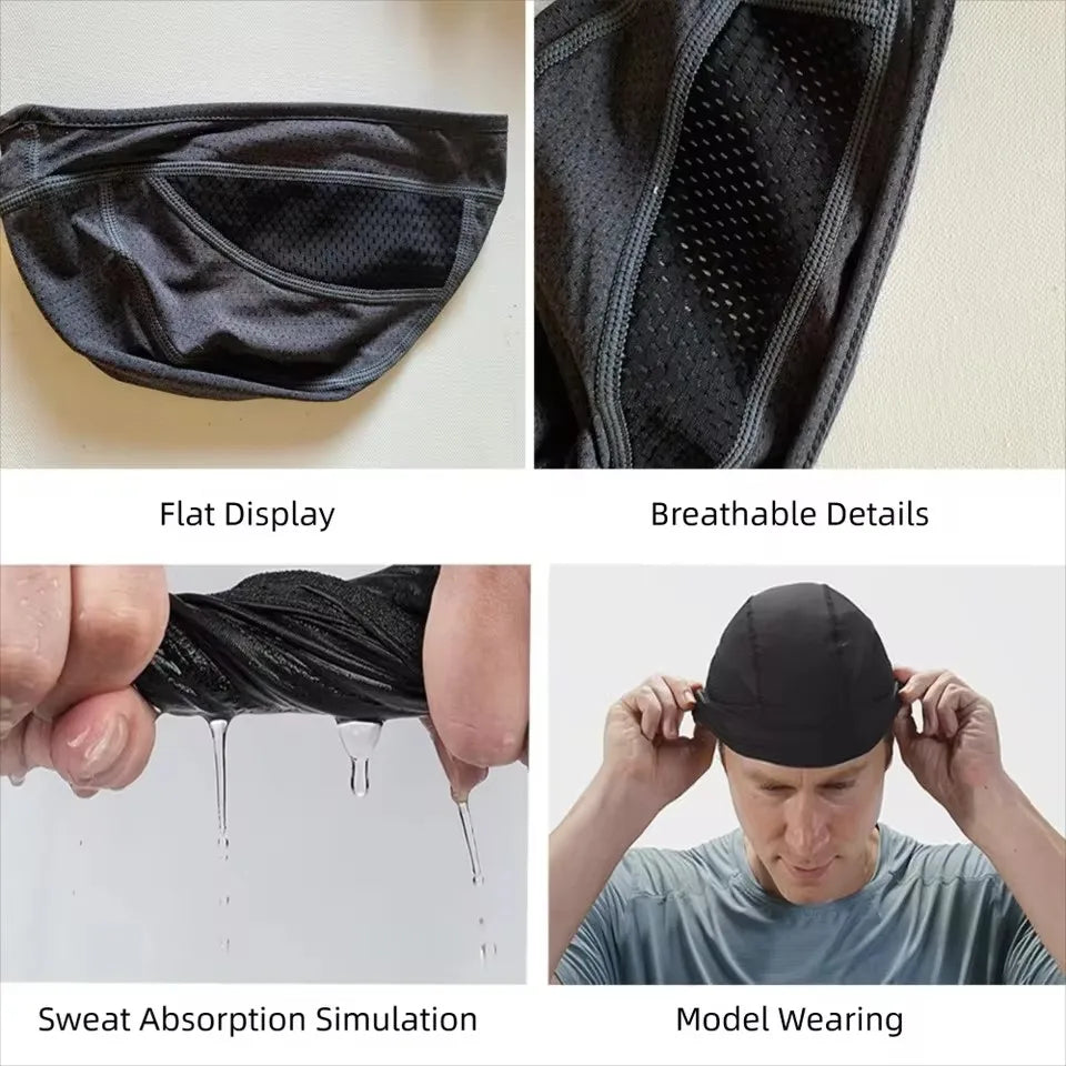 Motorcycle Helmet Cap: Outdoor Cycling and Mountain Biking Cap, Sweat-Wicking and Breathable Mesh Head Cover
