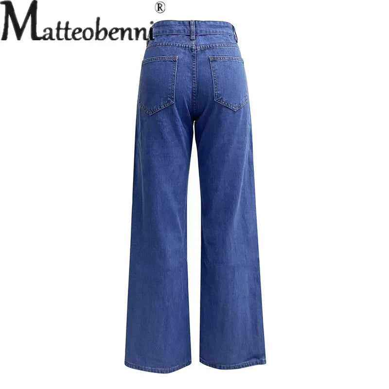 2024 New Solid Color Comfortable Casual Straight Jeans Women's Commuter Versatile Denim Pants Ladies High Waist Stretch Trousers