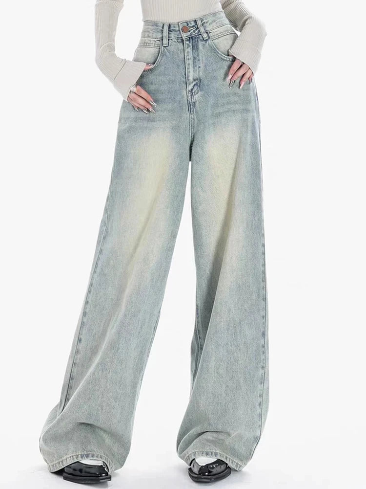 Duomofu Light Blue Autumn Vintage Classic Loose Female Jeans New Simple Button Fashion Casual Full Length Straight Women Jeans
