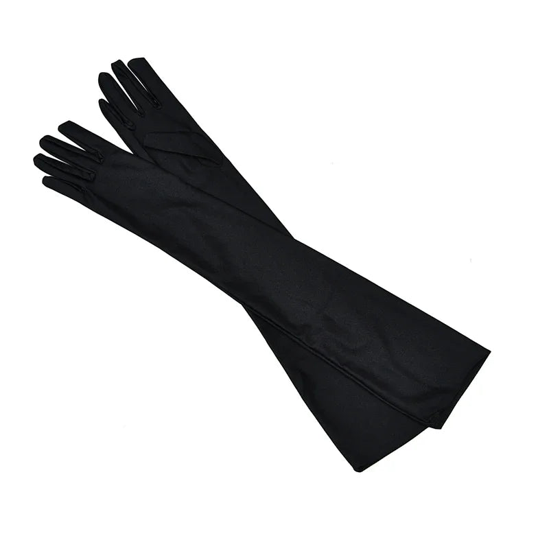 1 Pair Sexy Gloves Classic Women Black Evening Party Prom Gloves Opera Stretch Satin Long Mittens Driving Sun Protection Sleeves