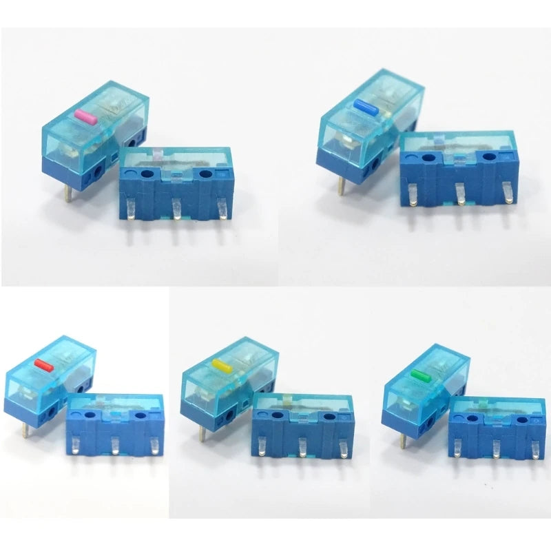 4Pcs New HUANO Blue Transparent Shell Mouse Micro Switch Button Pink Red Yellow Blue Green Dot Button Switch 3Pin 0.74N