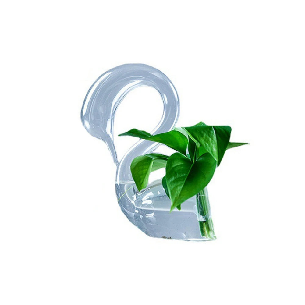 Transparent Glass Swan Shape Flower Vase Cute Glass Tabletop Vase Floral Plant Pots Terrarium Container Home Wedding Decor