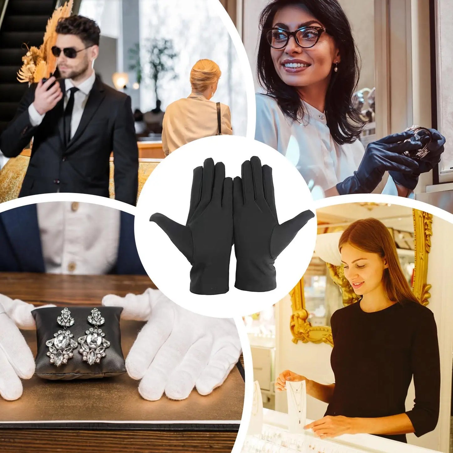 1Pair Practical Jewelry Gloves Wrist Length Gloves Black Gloves Work for protection Coin Inspection Gloves for Fetching Jewels ﻿