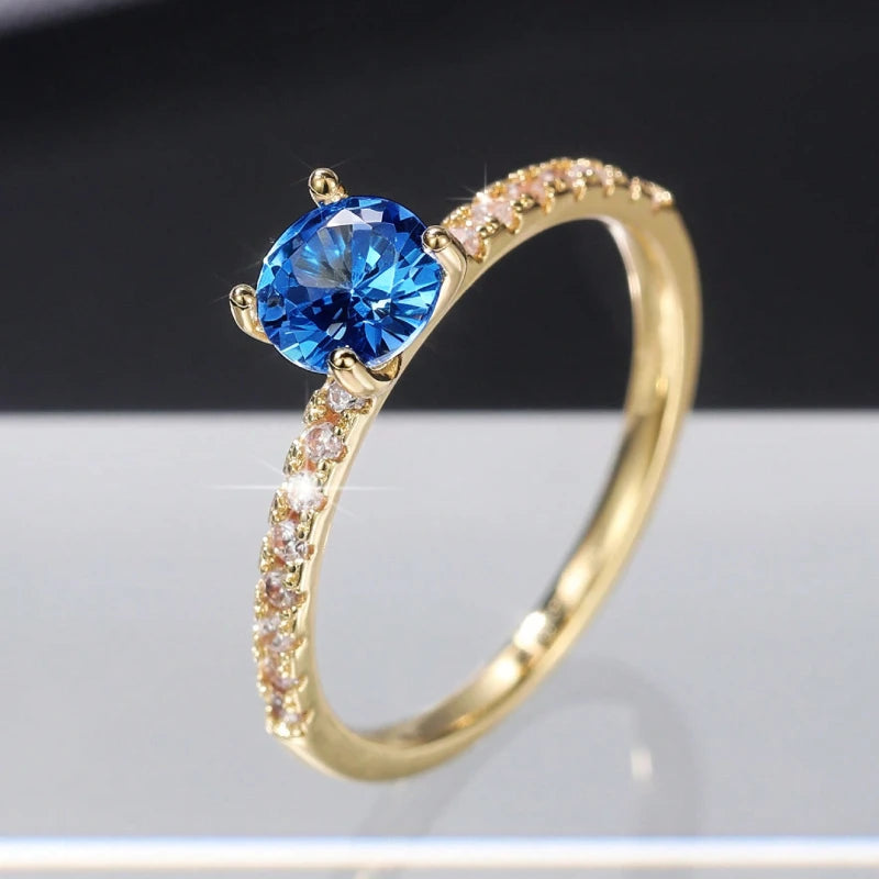 Huitan 4-Prong Setting Cubic Zirconia Wedding Ring for Women Simple Fashion Proposal Band Accessories Timeless Design Jewelry
