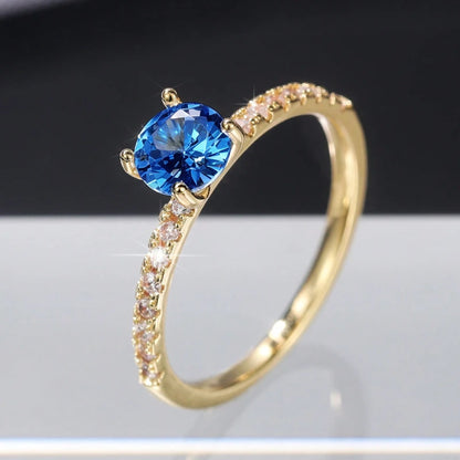 Huitan 4-Prong Setting Cubic Zirconia Wedding Ring for Women Simple Fashion Proposal Band Accessories Timeless Design Jewelry