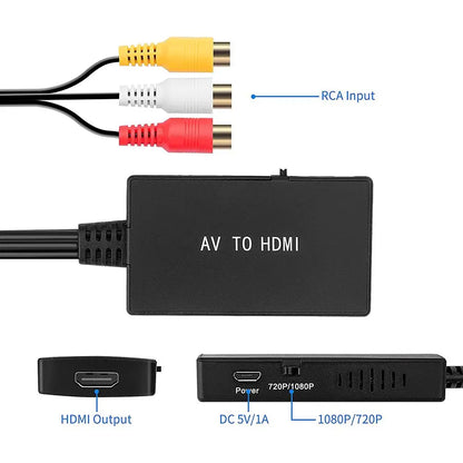RCA to  Converter Composite to  Adapter Support 1080P PAL/NTSC for PS1 PS2 PS3 STB Xbox VHS VCR DVD Blue-Ray Player