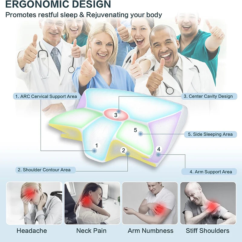 1 Stück Nackenstützkissen aus Memory-Schaum, 2-in-1 ergonomisches orthopädisches Konturkissen gegen Nackenschmerzen, konturiertes Stützkissen, Nackenkissen