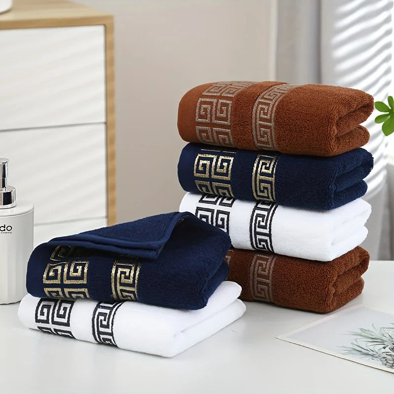 1/4/6pcs Embroidered Cotton Towel Set Bathroom 34x74cm/70x140cm Bath Towel Cover Personalized Sport Gift Big Towels Blue Green