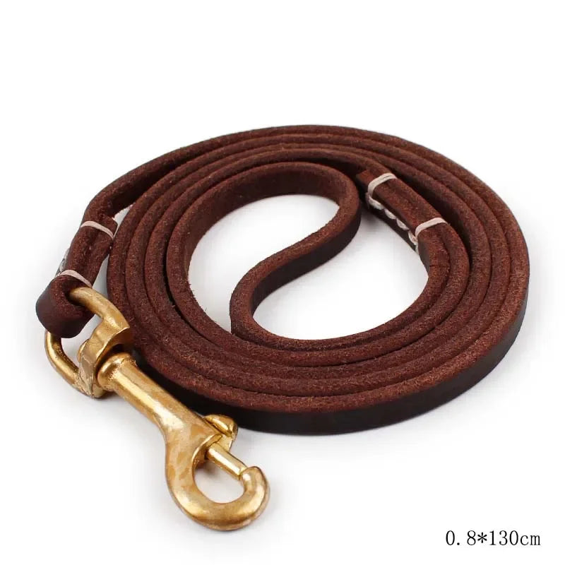SYDZSW Pet Supplies Genuine Leather Dog Leash Wholesale Grade Copper Hook Large Dog Leash Labrador Shepherd Dog Products 0.8cm