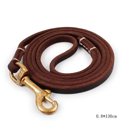 SYDZSW Pet Supplies Genuine Leather Dog Leash Wholesale Grade Copper Hook Large Dog Leash Labrador Shepherd Dog Products 0.8cm
