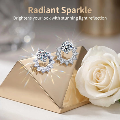 Fine Jewelry 925 Sterling Silver Earrings Inlaid With Zircon Crystal Flower Earrings Charm Jewelry For Women Gift Engagement
