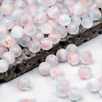 Frosted Round Dot Gold Acrylic Crystal Beads Glass Spacer Loose Beads 8mm For Jewelry Making Bracelet DIY Pen Beads Accessories