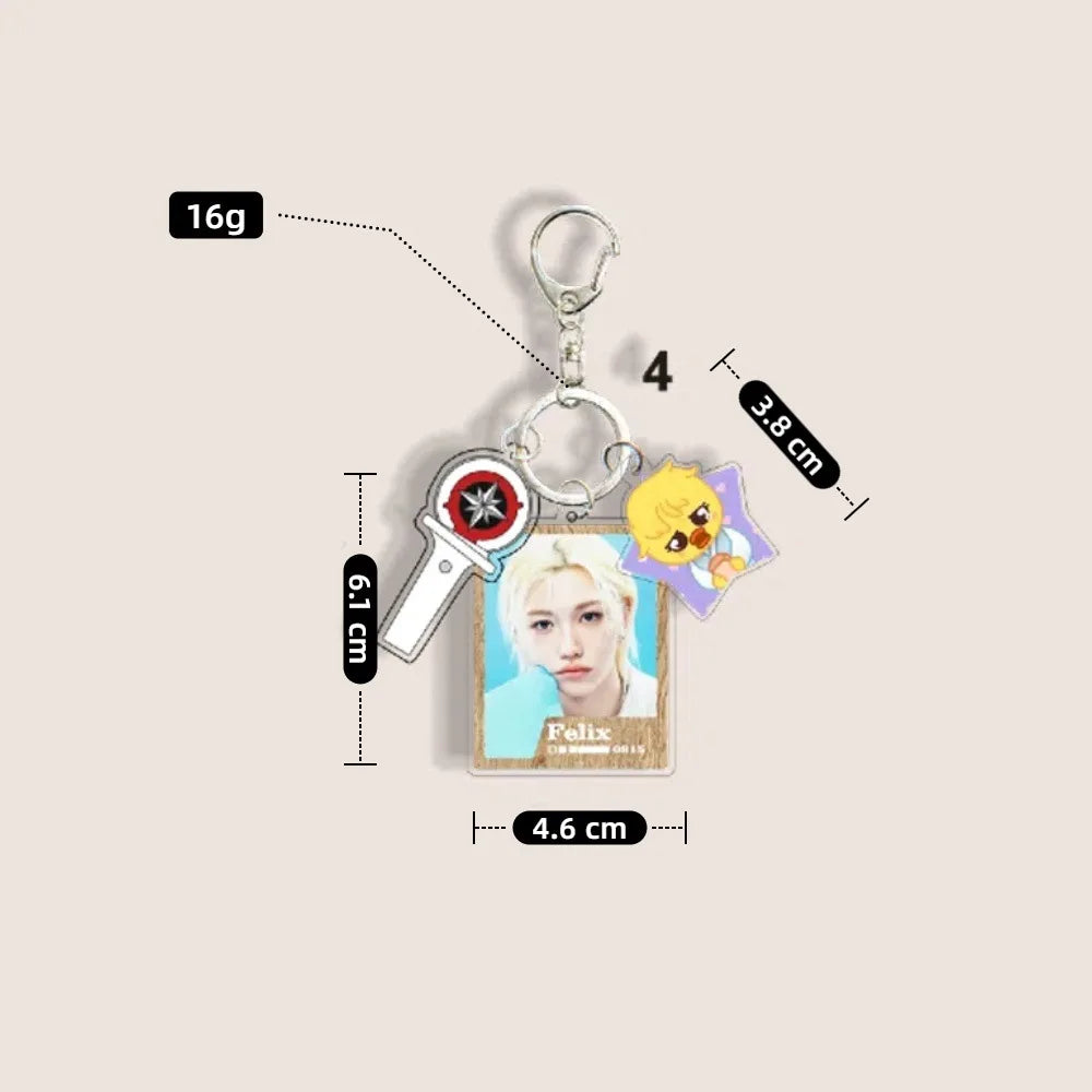 SKZOO New 6cm Acrylic Keychain Stray Kids New Album Li Longfu Keychain Pendant Bag Supporting Peripheral Gifts