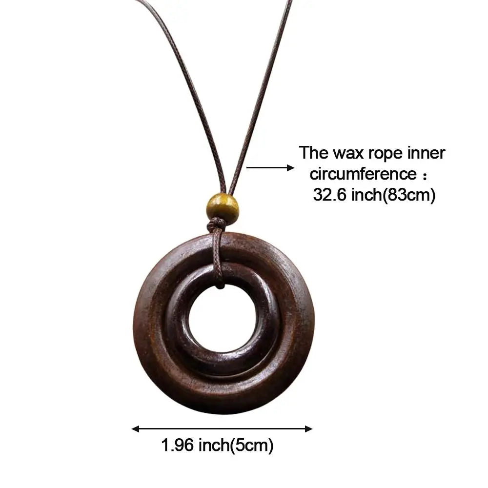 Retro Ethnic Round Wooden Leaf Owl Long Sweater Chain Necklace Women Vintage Clock Pendant Female Jewelry Neck Accessories Gifts