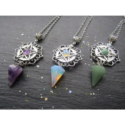 White Purple or Green Witch Necklace, Pagan Necklace, Witch Necklace, Wicca Necklace, Pentacle Jewelry, Pagan, Wicca, Pentagram
