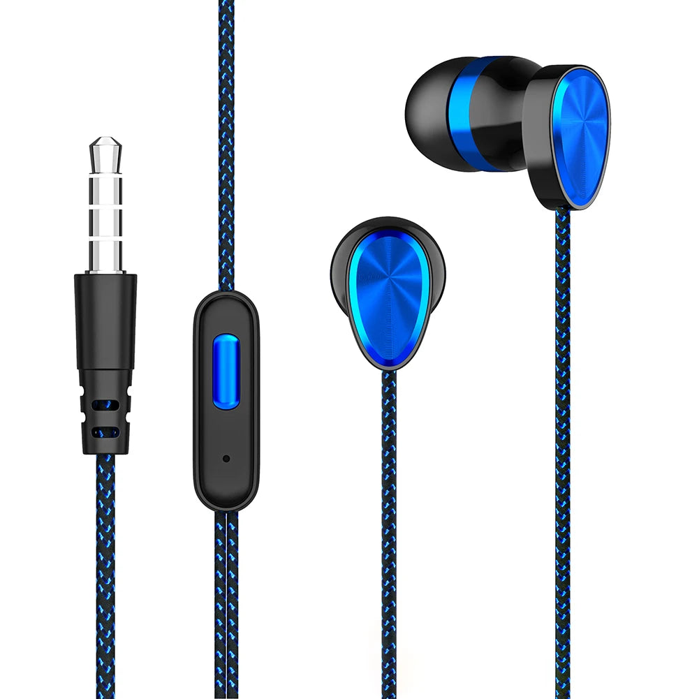 Wired Earphones 3.5mm In-ear Stereo Sports Earbuds Electroplating Game Heavy Bass Headphone For Mobile Phone Laptop