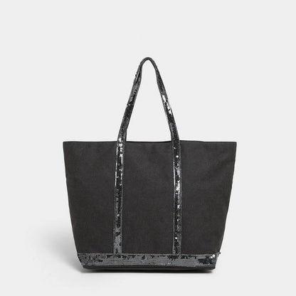 2025 Women's New Retro Shoulder Crossbody Bag Casual Handbag Canvas Shoulder Bag Sequin Large Capacity Tote Bag