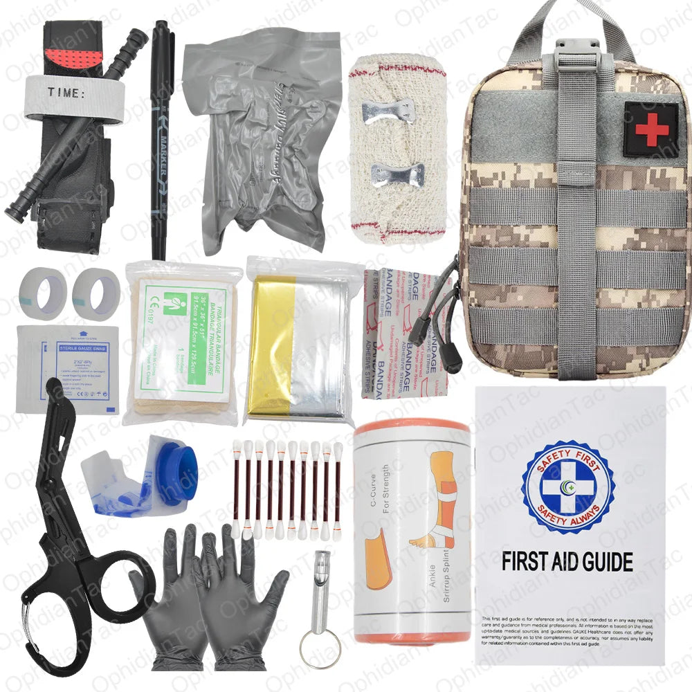 17 Piece First Aid Kit IFAK Emergency Tourniquet Chest Seal Survival Gear and Equipment Belt Molle Car Travel Hiking