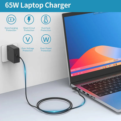 65W Charger Compatible with Lenovo V14 V15 V17, IdeaPad1 3 5 Flex4 5 6,310 330,S145S 540 L340,Yoga710 510 Laptop Power Adapter
