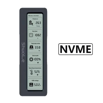 M.2 NVME/NGFF Dual Protocol SSD Enclosure Visual Smart SSD Case Health Detection USB 3.2 Gen 2 10Gbps Aluminum Alloy PCI-E Shell