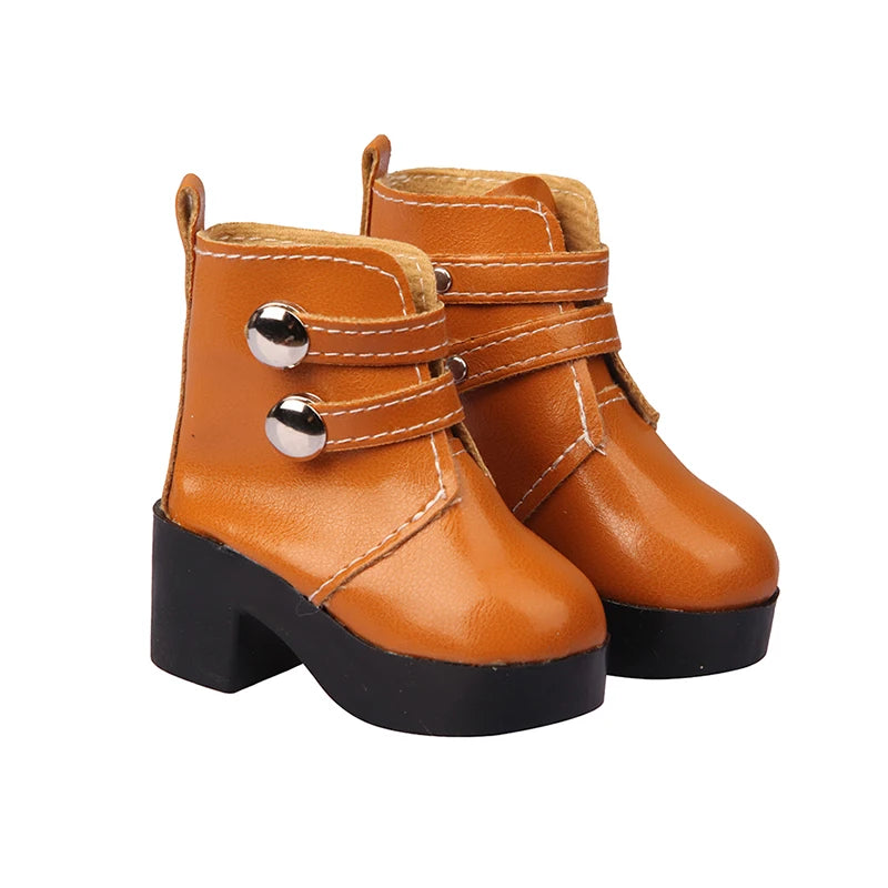 Toy Accessories 7cm Doll Shoes toys Fashion Double Breasted Leather Boots Rubber Girl Doll Shoes Accessory for Kids