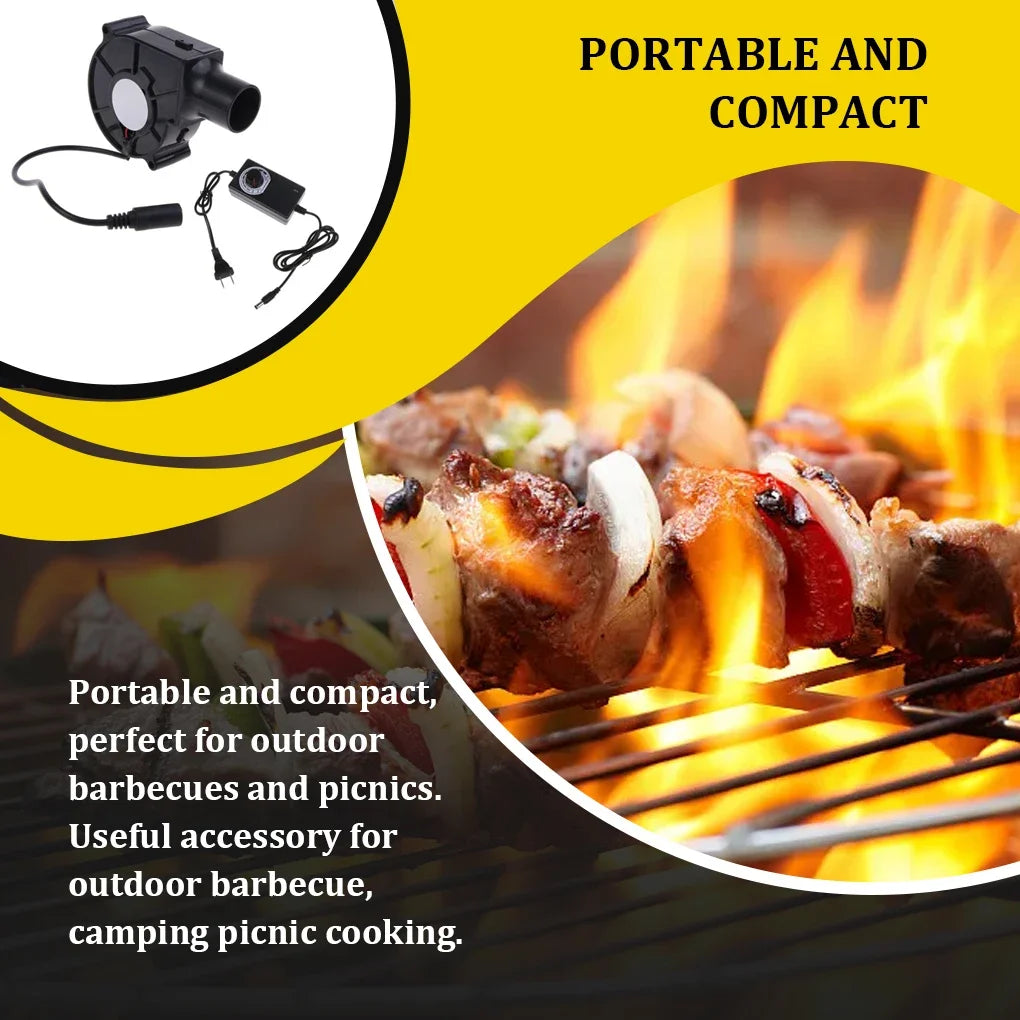 220V BBQ Fan Handheld Cooking Tool Adjustable Speed Air Blower for Barbecue Grill Camping US EU Plug Portable