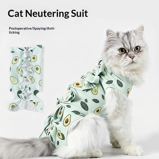 *Pet Neutering Suit Cat Postoperative Recovery Anti Licking Clothing Adjustable Cat Wound Protective Clothes Pet Supplies